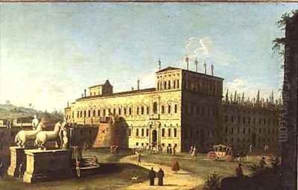 View of the Palazzo del Quirinale, Rome Oil Painting by (Giovanni Antonio Canal) Canaletto