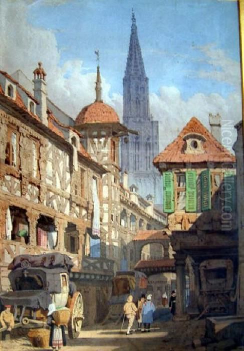 Continental Street Scene Oil Painting by Samuel Prout