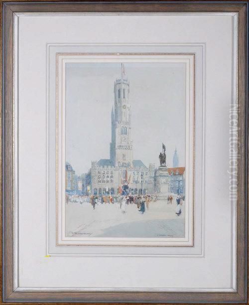 Procession, Bruges Oil Painting by Victor Noble Rainbird