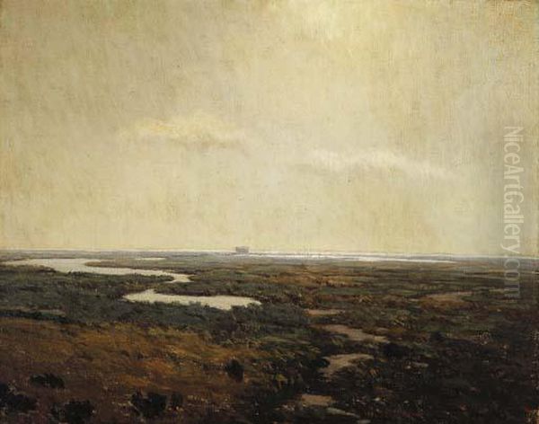 Sunset Over The Marsh Oil Painting by Granville Redmond