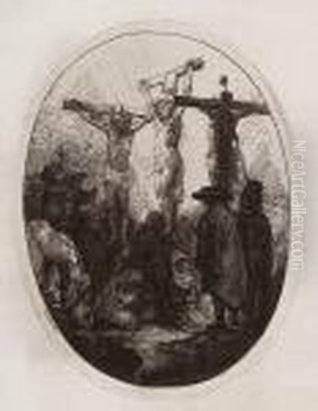 Cristo En La Cruz Entre Dos Ladrones Oil Painting by Harmenszoon van Rijn Rembrandt