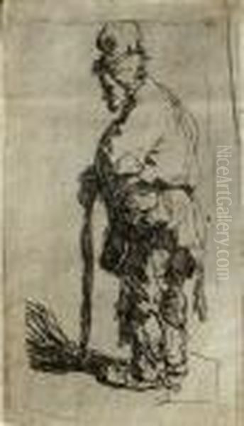 A Beggar Leaning On A Stick Oil Painting by Harmenszoon van Rijn Rembrandt