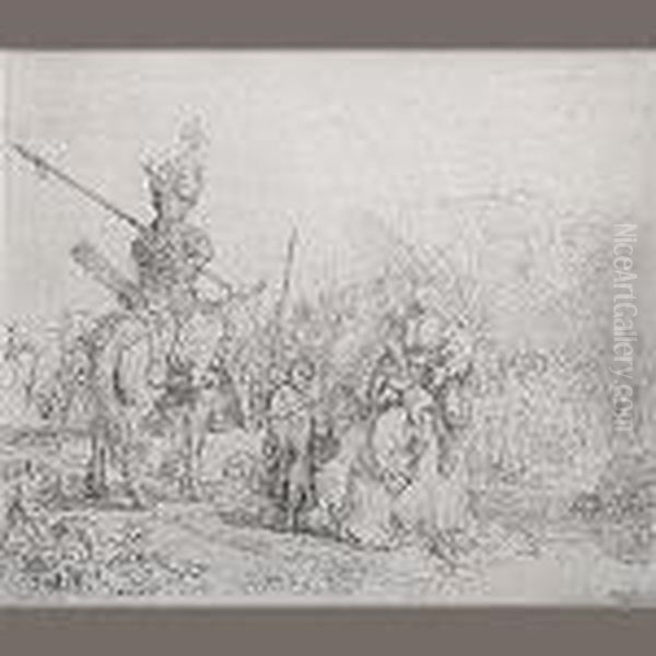 The Baptism Of The Eunuch Oil Painting by Harmenszoon van Rijn Rembrandt