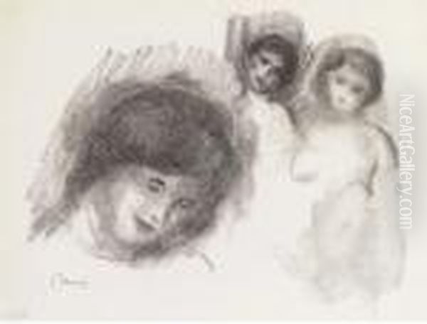 La Pierre Au Trois Croquis, From L'album Des Douze Lithographies Originales Oil Painting by Pierre Auguste Renoir