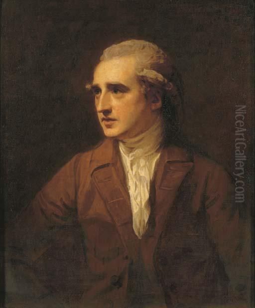 Portrait Of The Hon. Charles 
Francis Greville, Half-length, In Abrown Coat And White Necktie Oil Painting by George Romney