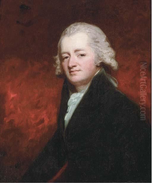 Portrait Of A Gentleman Said To 
Be The Honorable Philipbouverie-pusey, Half-length, In A Dark Coat And 
White Foulard Oil Painting by George Romney