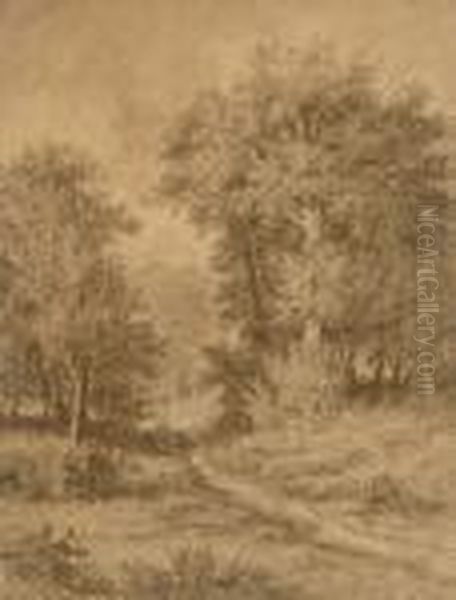 Waldpartie Oil Painting by Theodore Rousseau