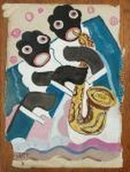 Musiciens De Jazz Oil Painting by Hugo Scheiber