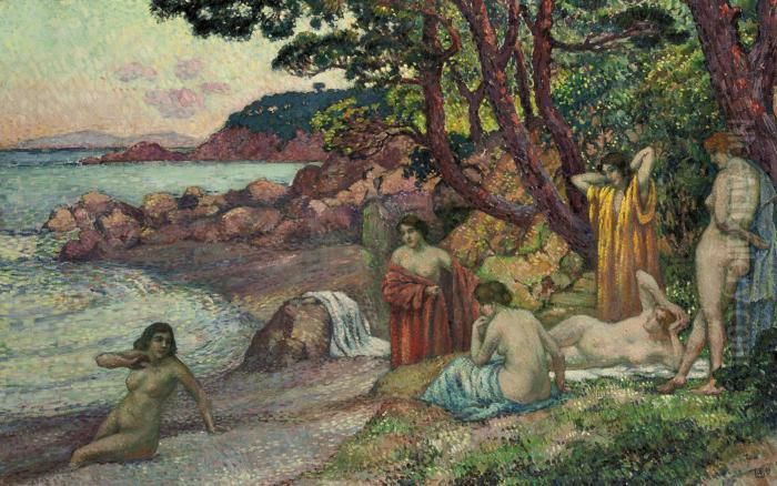 Baigneuses Au Cap Benat Oil Painting by Theo van Rysselberghe