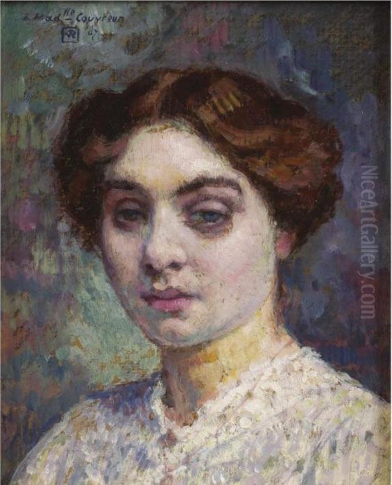 Portrait De Madameoiselle Couvreur Oil Painting by Theo van Rysselberghe