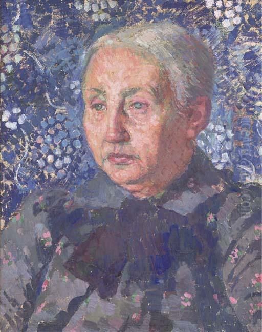 Portrait De Madame Monnom, Belle-mere Du Peintre Oil Painting by Theo van Rysselberghe