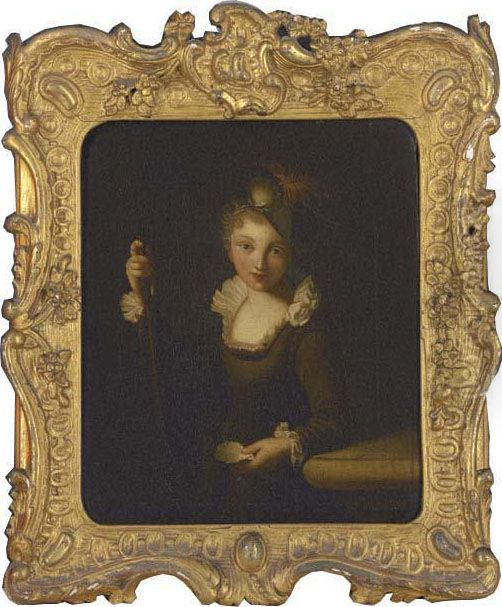 Portrait Of A Girl, Half-length, Holding A Staff And A Shell, In An Ornamental Costume Oil Painting by Elisabeth Vigee-Lebrun