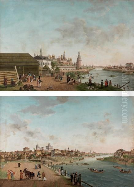 Deux Vues De Nijni Novgorod Oil Painting by Fedor Yakovlevich Alekseev