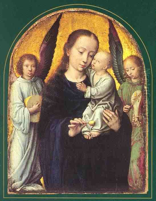 Mary and Child with two Angels Making Music Oil Painting by Gerard David