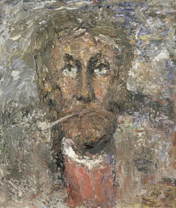 Selbstportrait Mit Pfeife Oil Painting by Bartold Asendorpf