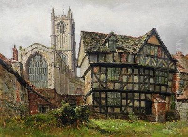'ludlow Church And The Reader's House' Oil Painting by Oliver Baker