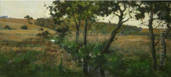 A Rural Landscape Oil Painting by Lily (Mrs. A.S.Hartrick) Blatherwick