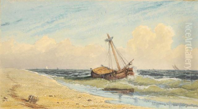 Beach Scene Oil Painting by George Robert Bonfield