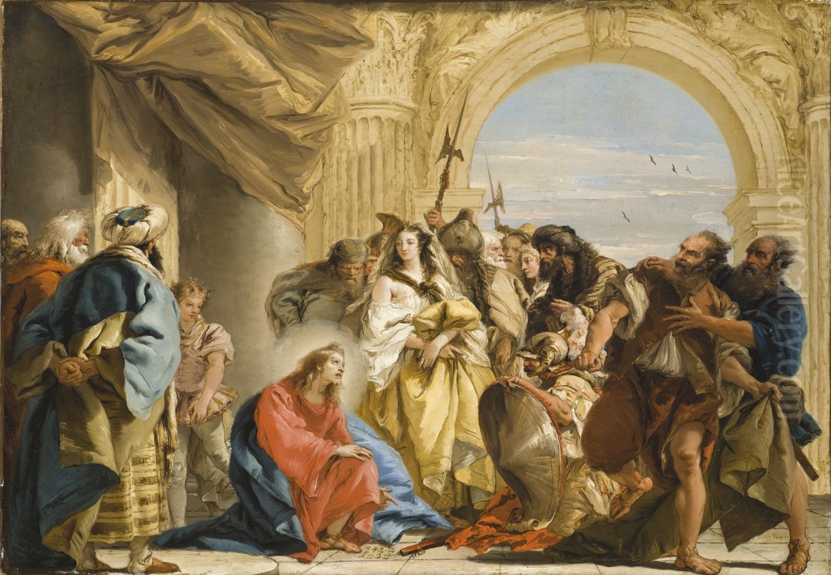 Christ and the Woman taken in Adultery Oil Painting by Giovanni Domenico Tiepolo