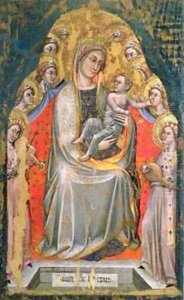 Madonna and Child Enthroned with Angels Oil Painting by Simone dei Crocefissi
