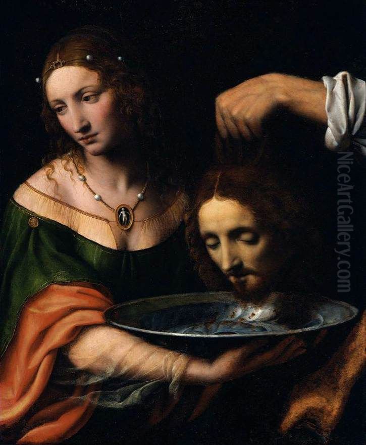 Salome with the Head of St John the Baptist Oil Painting by Bernardino Luini