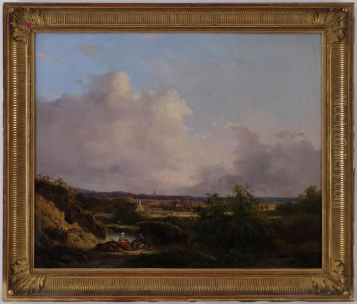 Paysage De Campagne Anime Oil Painting by Charles Fr. Duvernoy