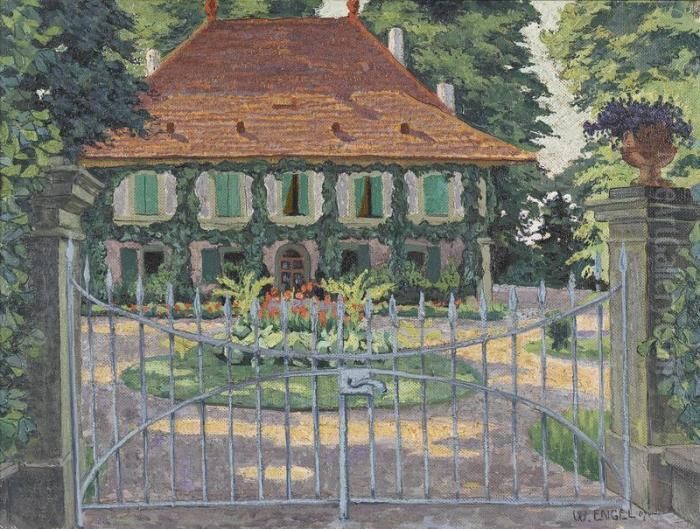 Sommerliche Hauspartie Mit Tor Oil Painting by Werner Emil Engel