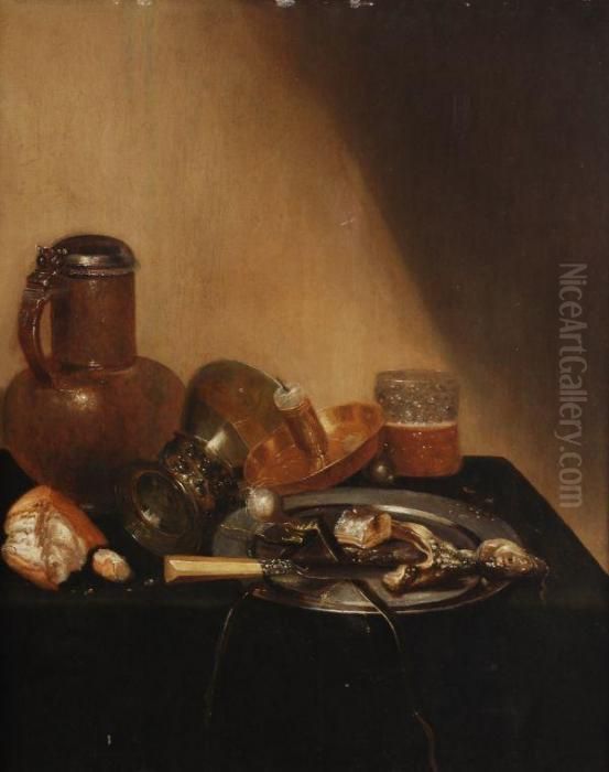 A Still Life With Herring Oil Painting by Juan Fernandez