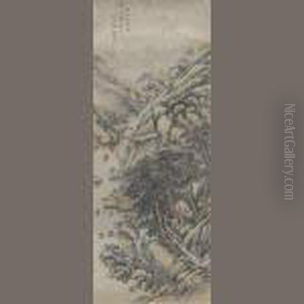 Autumn Landscape In The Style Of Wang Shimin Oil Painting by Xie Guansheng