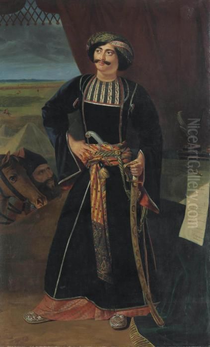 Portrait Of Maharaja Pratap Chand Oil Painting by William Henry Florio Hutchisson