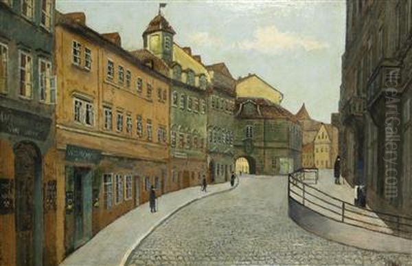 At The Municipal Courtyard Oil Painting by Adolf Kohn