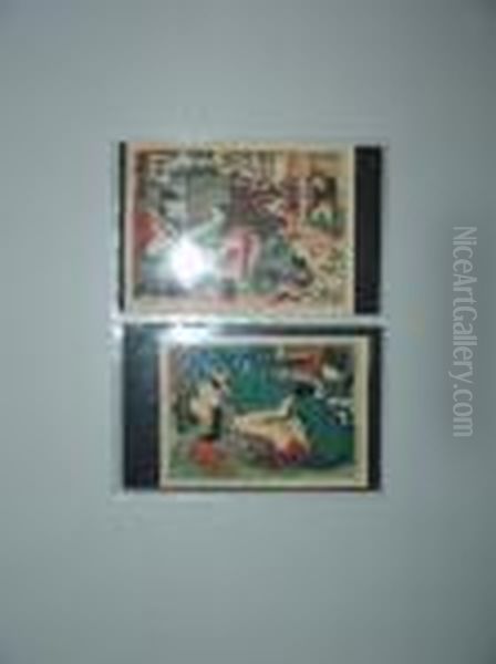 Couples Enlaces Oil Painting by Utagawa Kuniyoshi