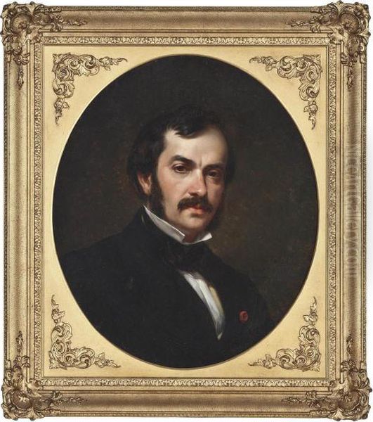 Labbe 
 Portrait Of A Gentleman Oil Painting by Emile Charles Labbe