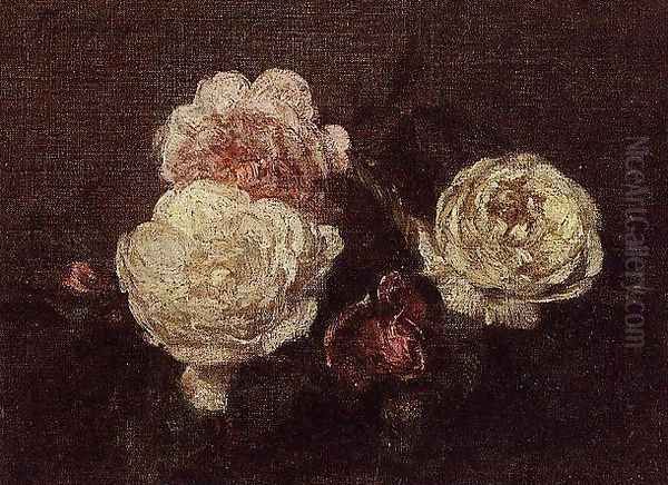 Flowers: Roses Oil Painting by Ignace Henri Jean Fantin-Latour