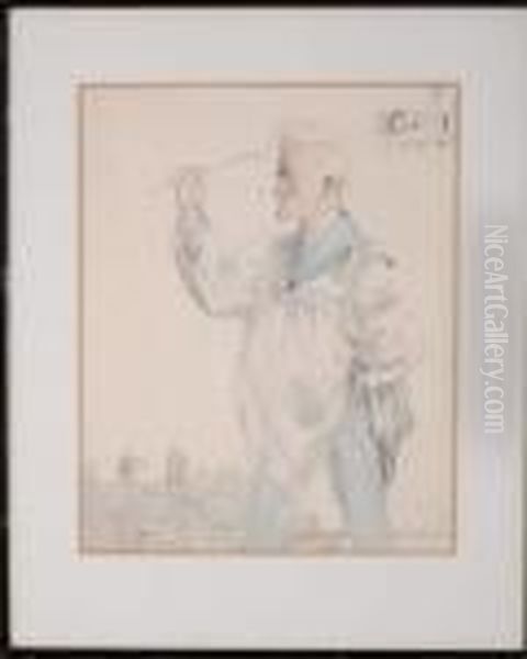 A Humorous Portrait Oil Painting by A. Lawrence