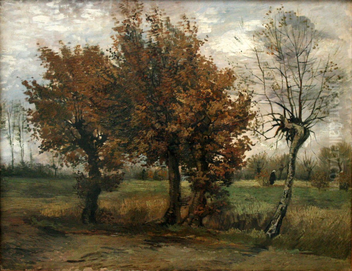Autumn Landscape with Four Trees Oil Painting by Vincent Van Gogh