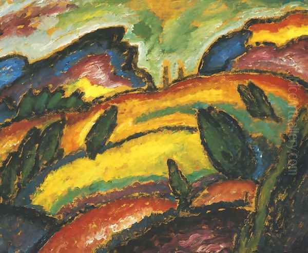 Hills (Hugel) Oil Painting by Alexei Jawlensky