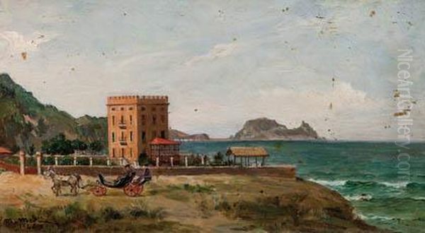 Playa De Zarauz Oil Painting by Manuel Medina Diaz