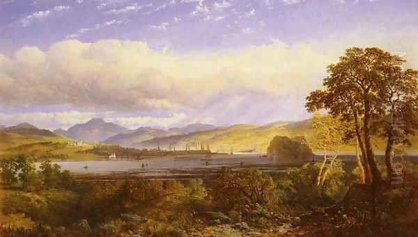 A View of Dumbarton from the Clyde River, with Ben Lomond Beyond Oil Painting by Edmund John Niemann