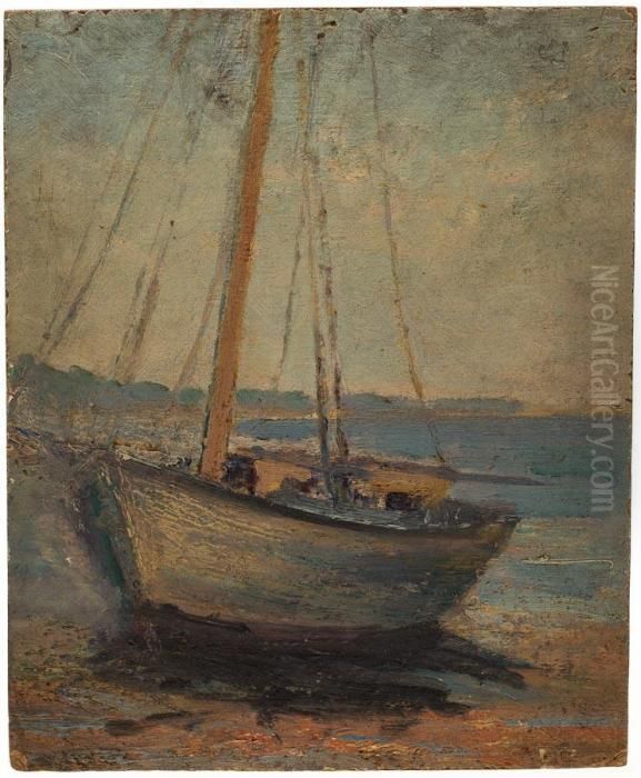 Beached Boat Oil Painting by May Paine