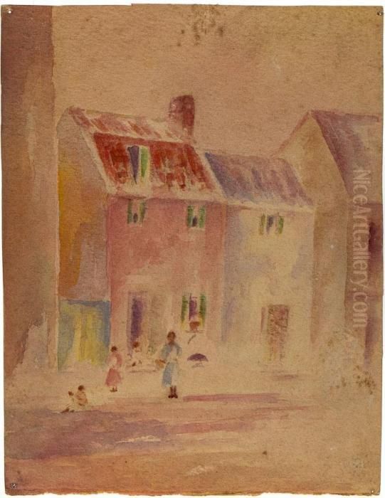 Charleston Street Scene With Figures Oil Painting by May Paine