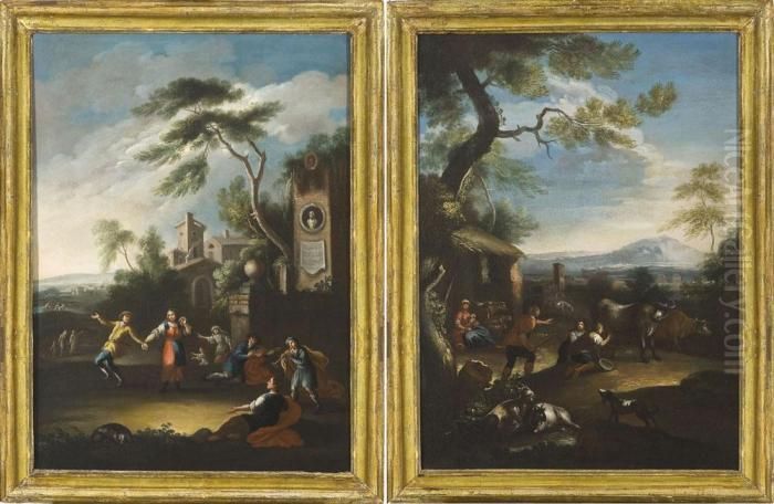 Di Contadini 
 Famiglia Di Pastori Oil Painting by Angela Maria Pitetti