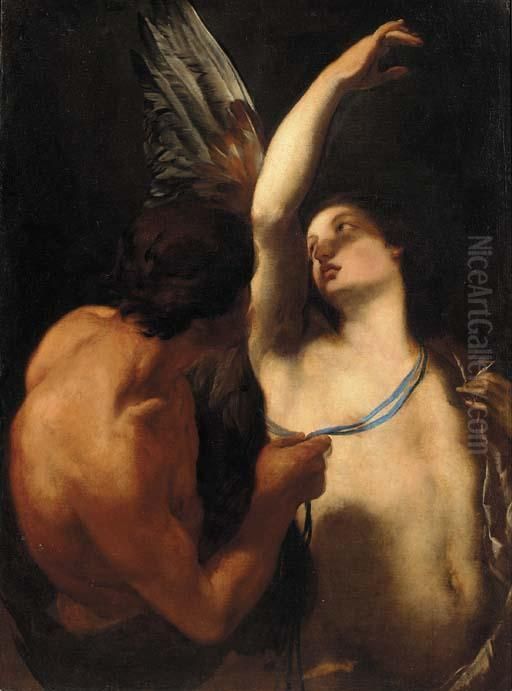 Daedalus And Icarus Oil Painting by Orazio Riminaldi