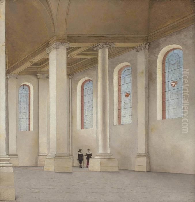 The Interior Of The Nieuwe Kerk, Haarlem Oil Painting by Pieter Jansz Saenredam