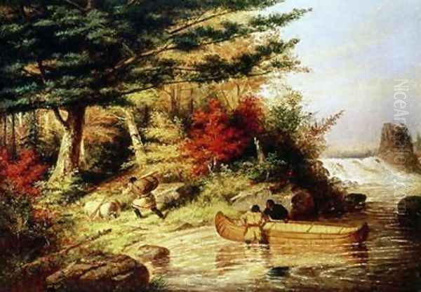 Indians transporting furs through the Canadian wilderness Oil Painting by Cornelius David Krieghoff