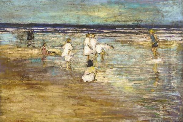 The Beachcombers Oil Painting by Hermann Schlittgen