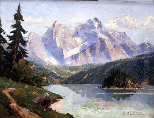 See Im Hochgebirge Oil Painting by August Schluter