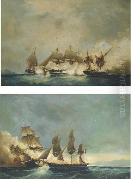 The Battle Of Tory Island Oil Painting by Charles Henry Seaforth