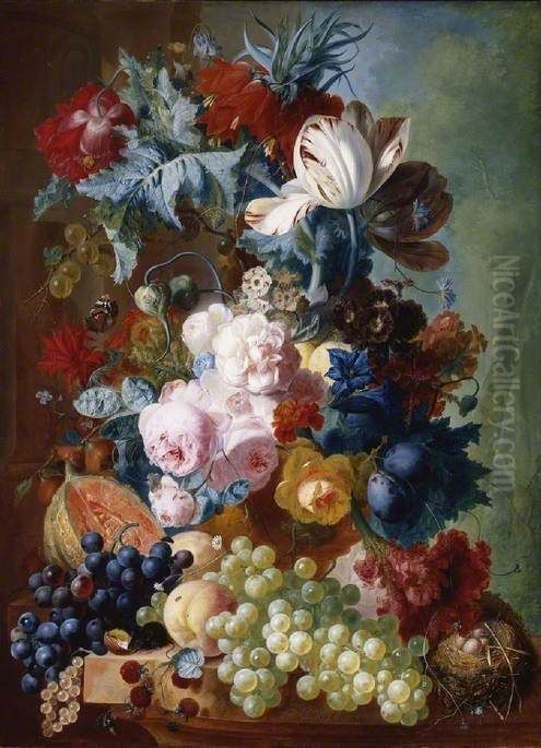 Flowers and Fruit Oil Painting by Jan van Os