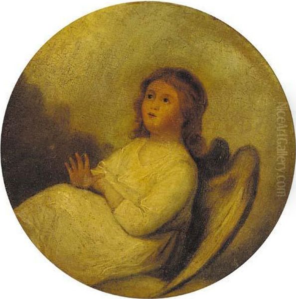 An Angel Seated In A Landscape Oil Painting by Gilbert Stuart